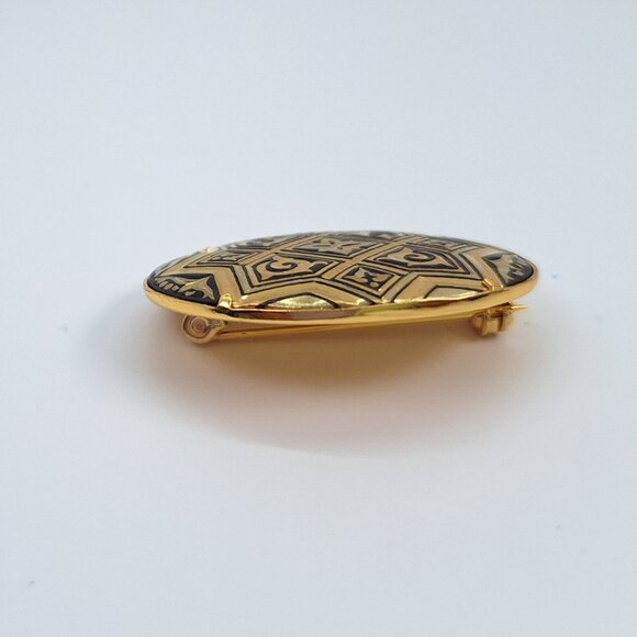 Vintage Spanish Damascene Gold Brooch - Picture 10 of 10